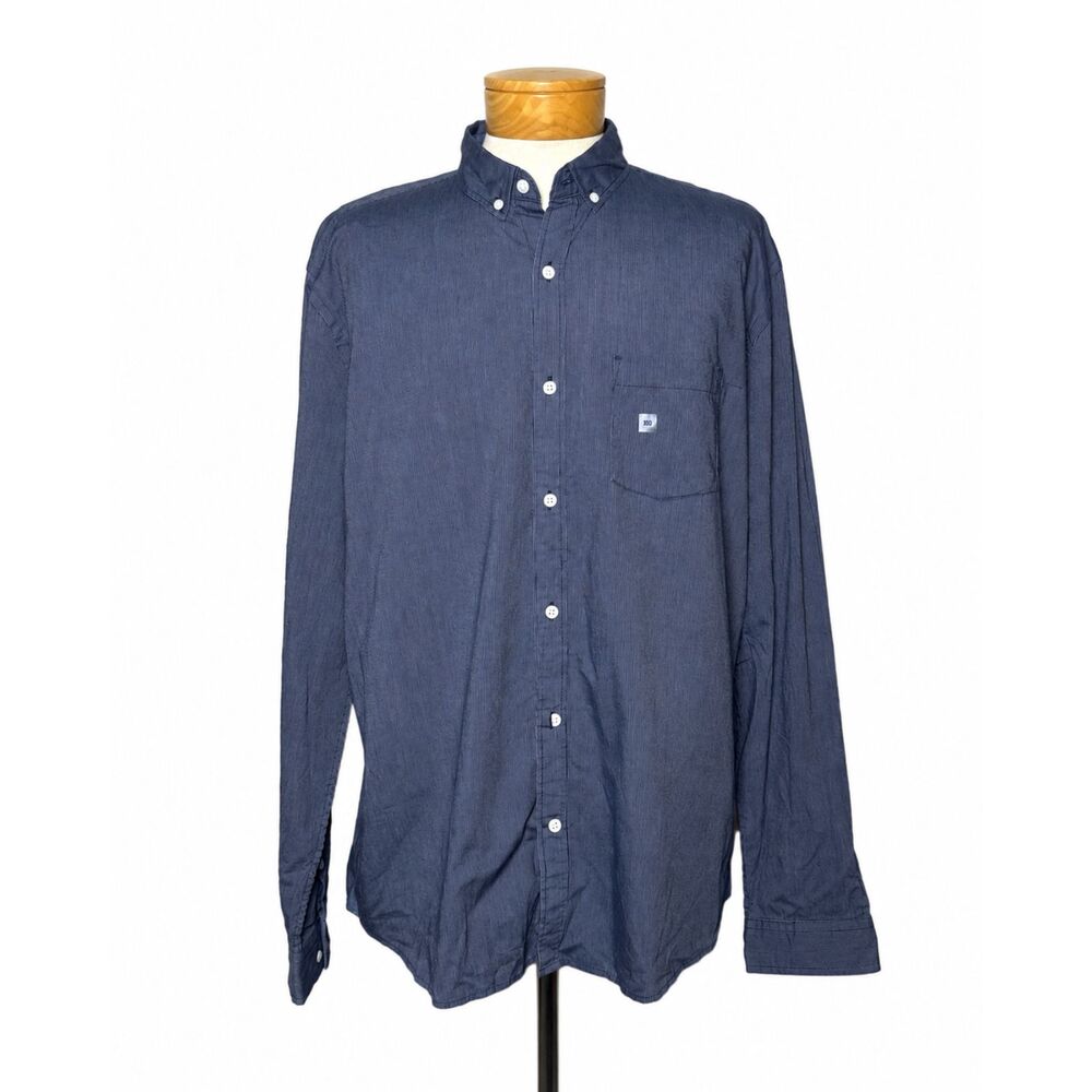 Express Soft Wash Button Down Shirt Blue White Stripe XXL NWT Cotton Casual